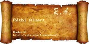 Réthi Albert névjegykártya